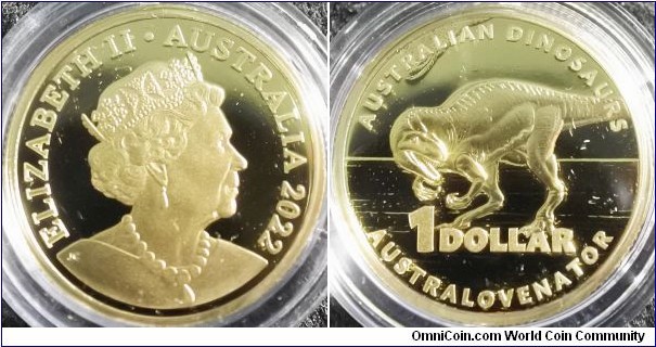 Australia 2022 dinosaur 1 dollar - Australovenator. 