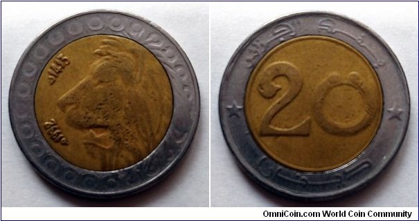 Algeria 20 dinars. 1992