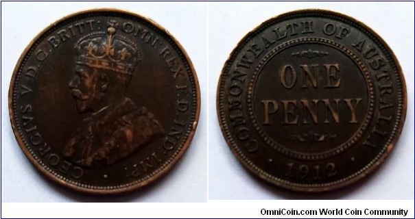 Australia 1 penny. 1912, Heaton Mint.