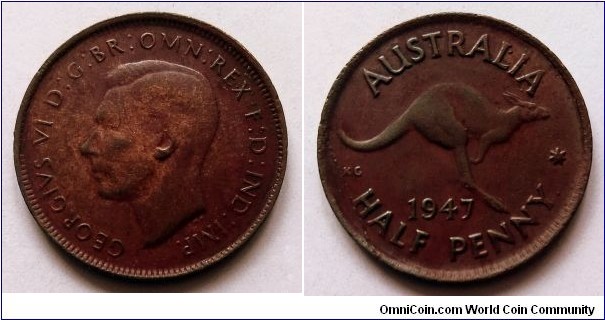 Australia half penny. 1947, Perth Mint.