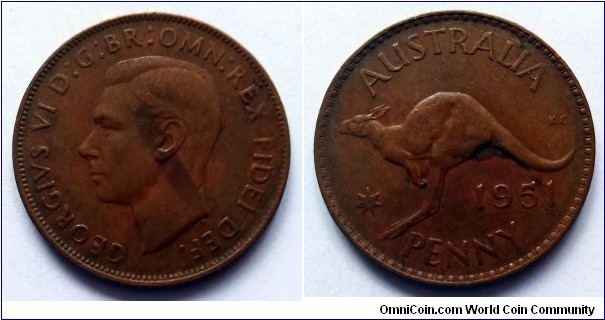Australia 1 penny. 1951, Melbourne Mint.