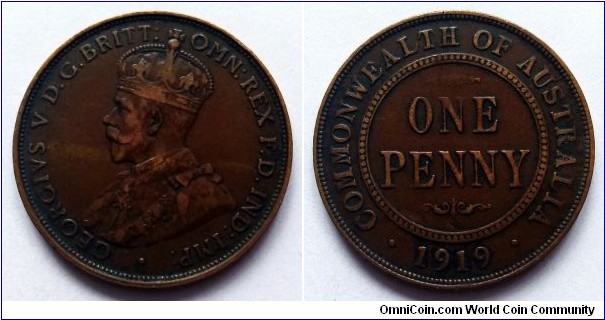 Australia 1 penny. 1919, Melbourne and  Sydney Mints. 