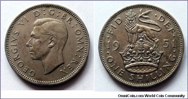 1 shilling. 1951, English crest. 