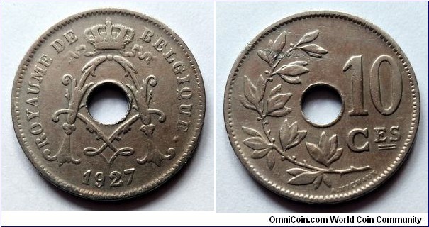 Belgium 10 centimes. 1927, French text.