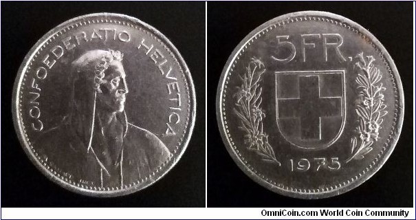 Switzerland 5 francs. 1975