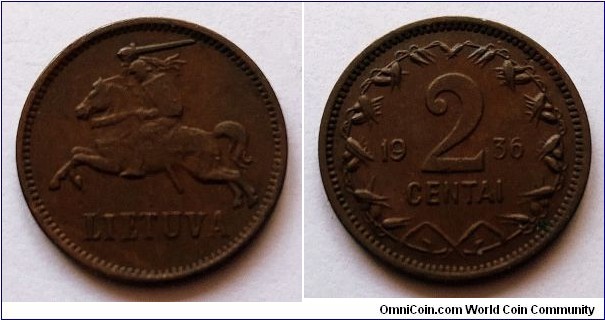 Lithuania 2 centai. 1936