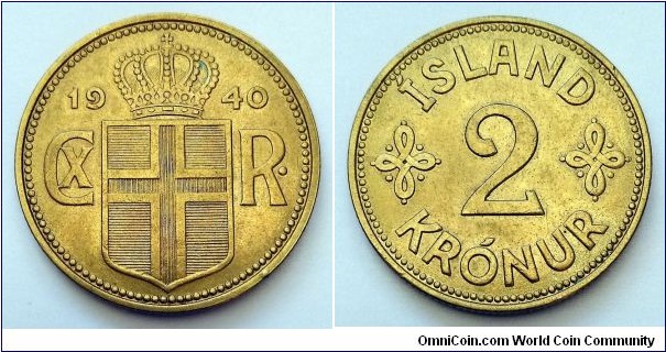 Iceland 2 krónur. 1940