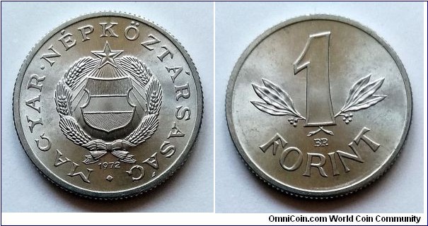 Hungary 1 forint. 1972, Rare year. Mintage: 110.000 pcs.