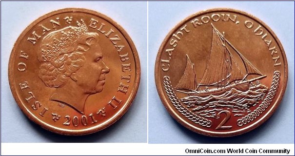 Isle of Man 2 pence. 2001 (AB)