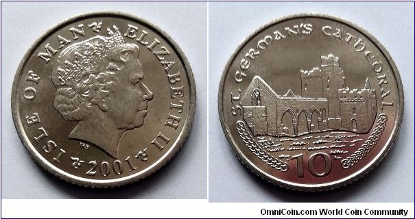 Isle of Man 10 pence. 2001 (AA)