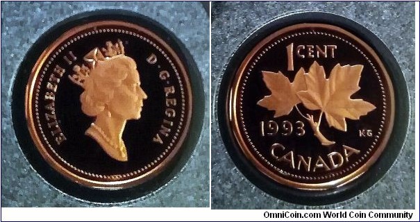Canada 1 cent. 1993, Proof.