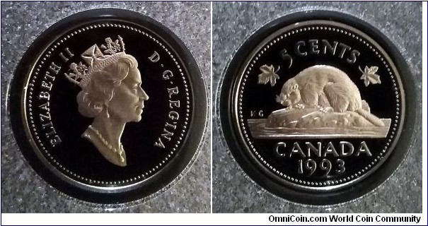 Canada 5 cents. 1993, Proof.
