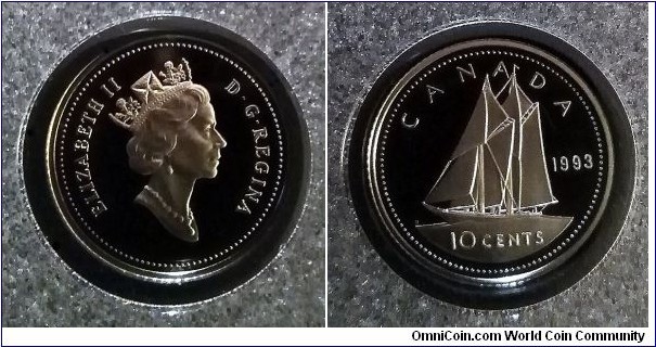 Canada 10 cents. 1993, Proof.