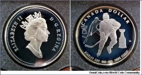 Canada 1 dollar. 1993, 100th Anniversary of the Stanley Cup. Ag 925. Weight; 25,17g. Proof.