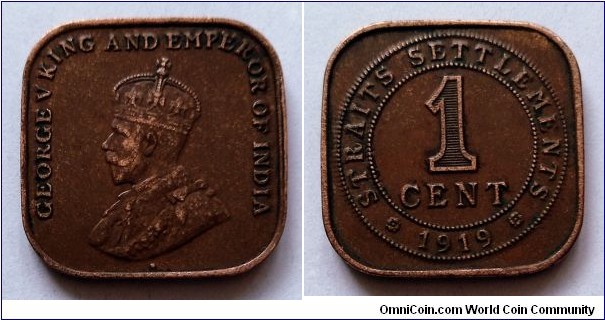 Straits Settlements 1 cent. 1919