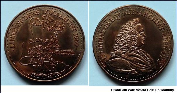 Local coin for the district of Linné - 10 kroner. Mintage: 4.000 pcs.
