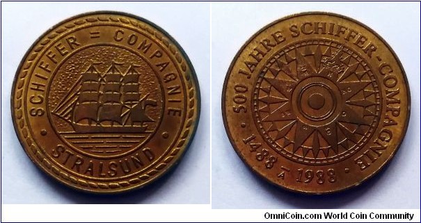 500 Years of Schiffer Compagnie - Stralsund. Medal from German Democratic Republic (East Germany)  