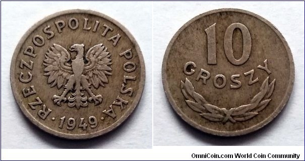 Poland 10 groszy. 1949, Cu-ni.