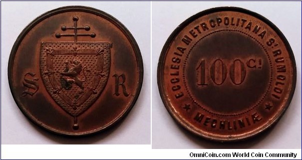 100 Centimes - Metropolitan Church of Mechelen (Belgium)