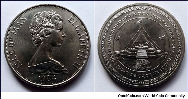 Isle of Man 1 crown. 1984, Commonwealth Parliamentary Conference - Tynwald Hill.