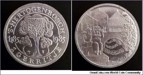 Local coin for the city of 's-Hertogenbosch - 1 gerritje. 1985, 800 years of 's-Hertogenbosch. Mintage: 67.597 pcs.