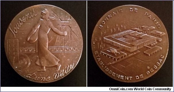French medal - Etablissement de Pessac (Establishment of Pessac) Bronze. Diameter; 41,12mm. Weight; 30,87g.