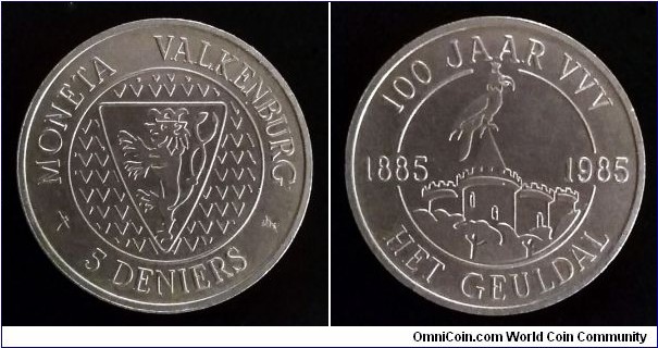 Local coin for Valkenburg aan de Geul municipality - 5 deniers. 1985, Mintage: 20.061 pcs.