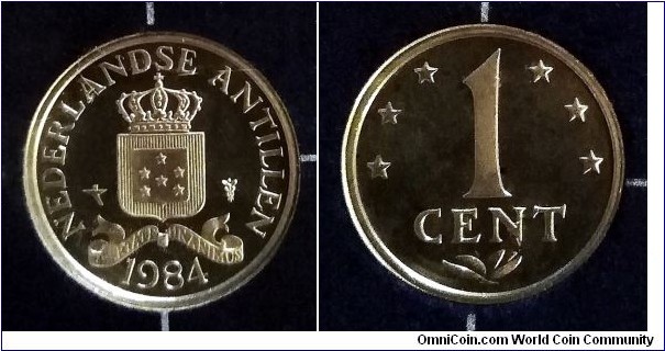 Netherlands Antilles 1 cent from 1984 mint set.