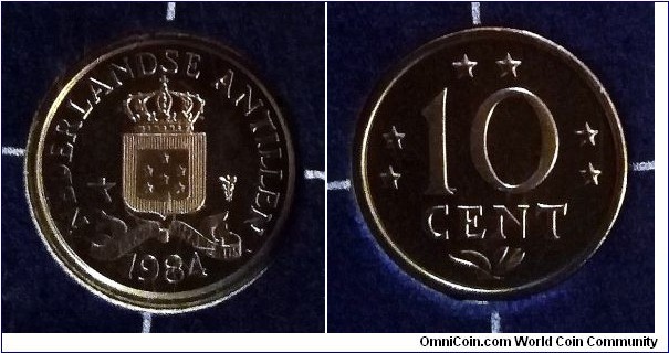 Netherlands Antilles 1 cents from 1984 mint set.