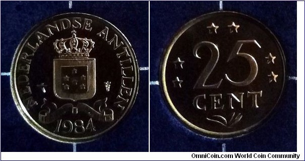 Netherlands Antilles 25 cents from 1984 mint set.