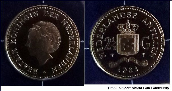 Netherlands Antilles 2 1/2 gulden from 1984 mint set.