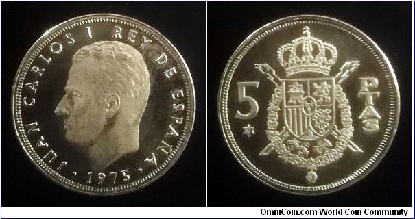 Spain 5 pesetas. 1975 (1976) Proof issue.