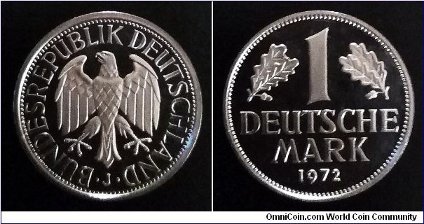 German Federal Republic (West Germany) 1 mark. 1972 J - Proof. Mintage: 8.000 pcs.