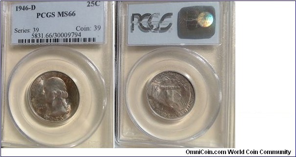 PCGS MS66 Silver toned Quarter