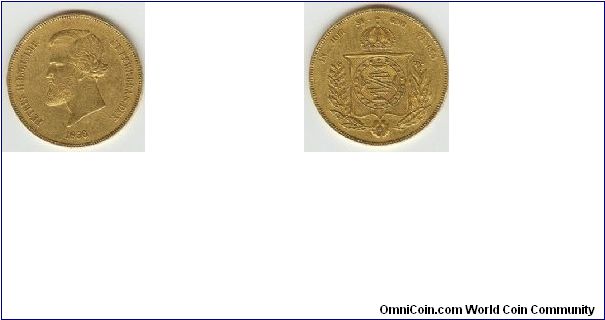 1856 Gold 20000 Reis Brazil