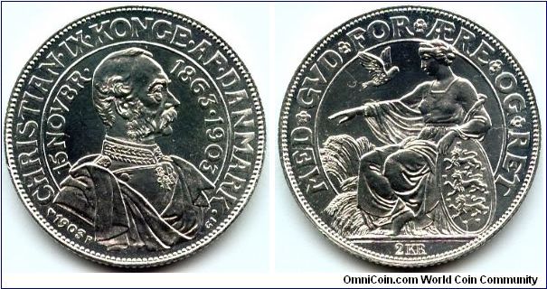 Denmark, 2 kroner 1903.
King Christian IX, 40th Anniversary of Reign.
