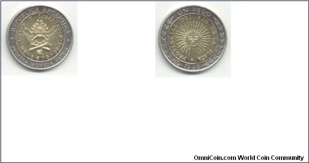 Bimetallic 1 Peso. Mintmark B.