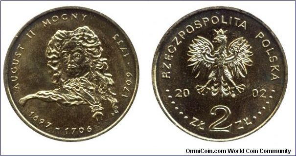Poland, 2 zlote, 2002, August II Mocny, 1697-1706, 1709-1733                                                                                                                                                                                                                                                                                                                                                                                                                                                        