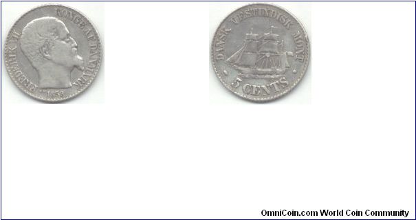 Danish West Indies 5 cents