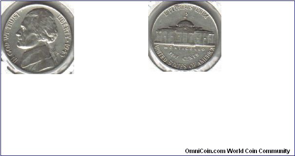 1943-P Silver War Nickel