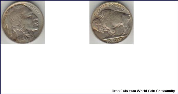 1913 type 1 Buffalo Nickel, MS-60, lightly toned