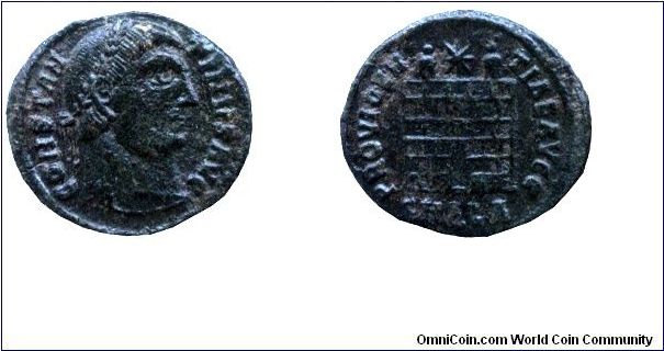 Roman Empire, 3 ae, cca. 335, Mintmark: SMALA, that is Alexandria. On the obverse it is Constantinus, on the reverse it is a tower with star. Legends: (O) Constantinus AVG, (R) Providentiae AVGG.                                                                                                                                                                                                                                                                                                                 