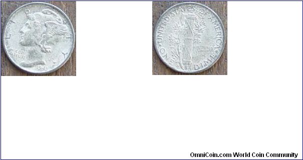 1943 Mercury Dime Silver San Francisco Mint