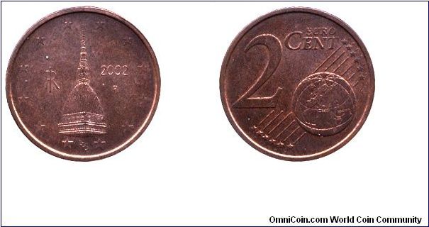 Italy, 2 euro cents, Cu-St, 18.75mm, 3.06g, MM: R (Rome), Mole Antoniella Tower.                                                                                                                                                                                                                                                                                                                                                                                                                                    