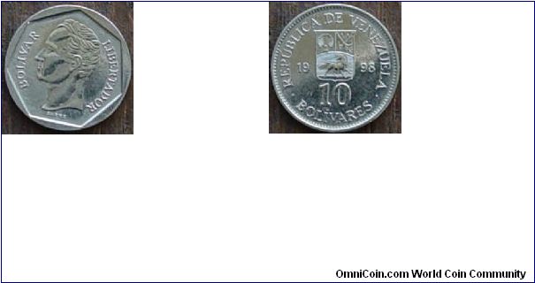 1998 10 Bolivar Coin from Venezuela for sale or trade