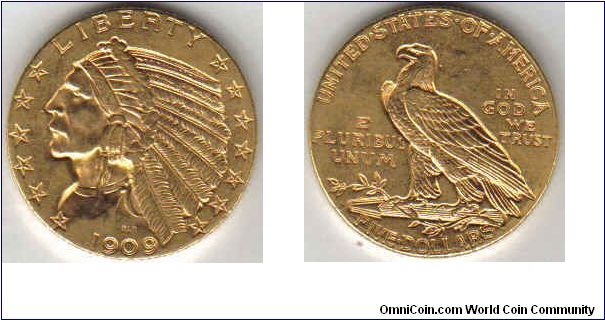 1909 $5.00 GOLD INDIAN
