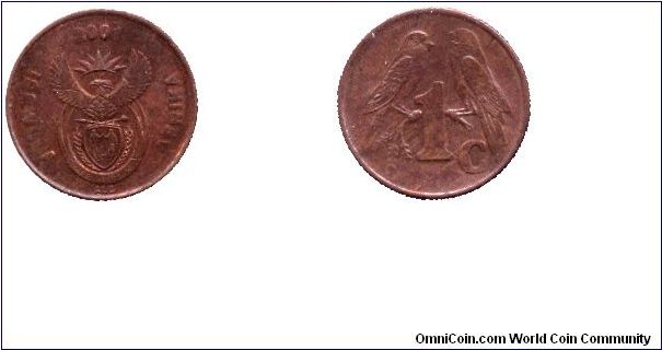 South Africa, 1 cent, 2001, two Sparrows                                                                                                                                                                                                                                                                                                                                                                                                                                                                            