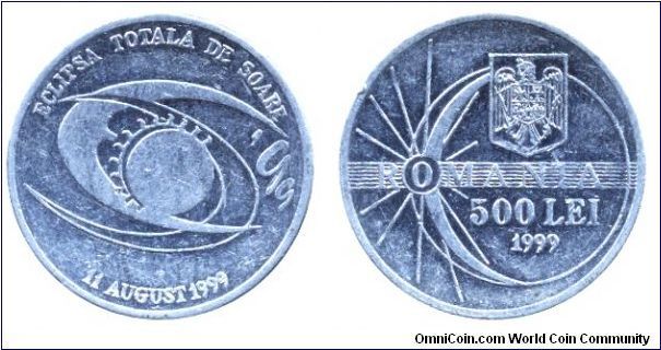 Romania, 500 lei, 1999, Al, Eclipsa Totala de Soare, 11 August 1999, Toatal Solar Eclipse.                                                                                                                                                                                                                                                                                                                                                                                                                          