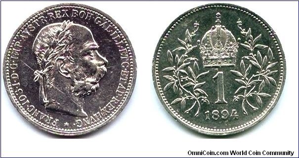 Austria, 1 corona 1894.
Emperor Franz Joseph I.