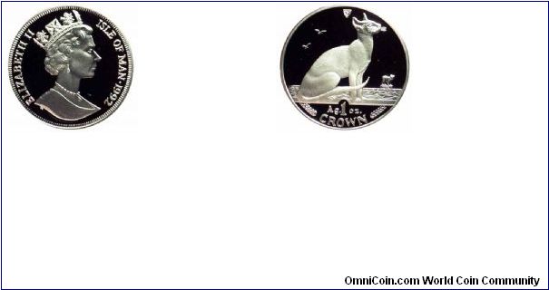 1992 Isle of Man 1oz Proof Silver Siamese.  pandausa.com